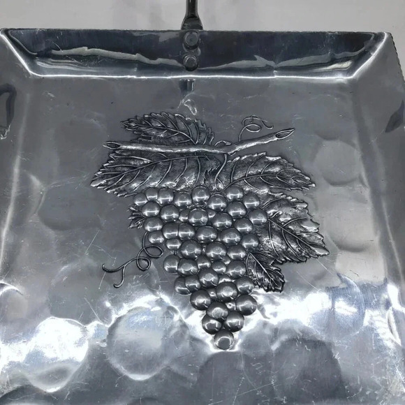 VTG Hammercraft Artisan Hand Hammered Square Serving Tray Plate Grapes Harvest - Picture 5 of 8